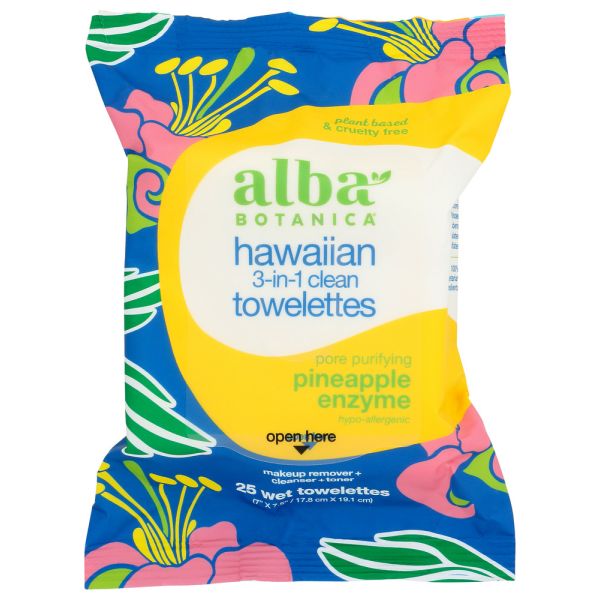 ALBA BOTANICA: Hawaiian 3 in 1 Towelettes, 7.2 oz