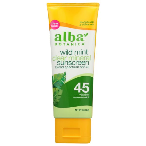 ALBA BOTANICA: Sunscreen Spf45 Mineral Wild Mint Lotion, 3 fo