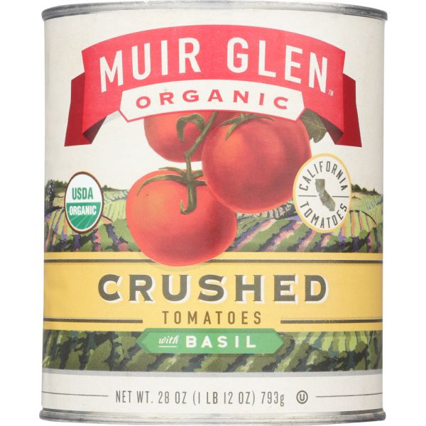 MUIR GLEN: Organic Crushed Tomatoes With Basil, 28 oz