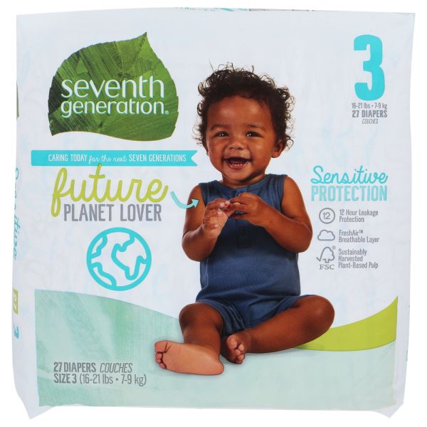 SEVENTH GENERATION: Diaper Small Stg 3, 27 pc