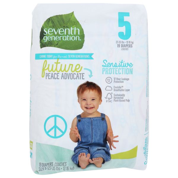 SEVENTH GENERATION: Diaper Small Stg 5, 19 pc