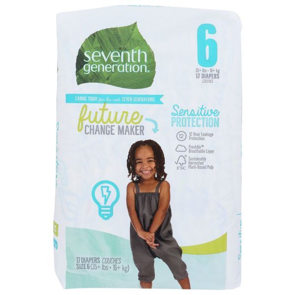 SEVENTH GENERATION: Diaper Small Stg 6, 17 pc