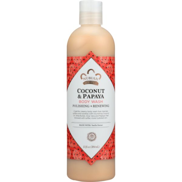 NUBIAN HERITAGE: Body Wash Coconut & Papaya, 13 oz