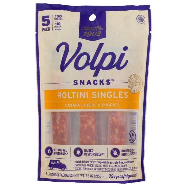 VOLPI: Roltini Singles Oaxaca Cheese And Chorizo, 7.5 oz