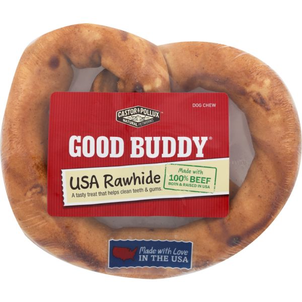 CASTOR & POLLUX: Rawhide Pretzel Chicken Flavor Dog Chew 6 Inches, 1 ea