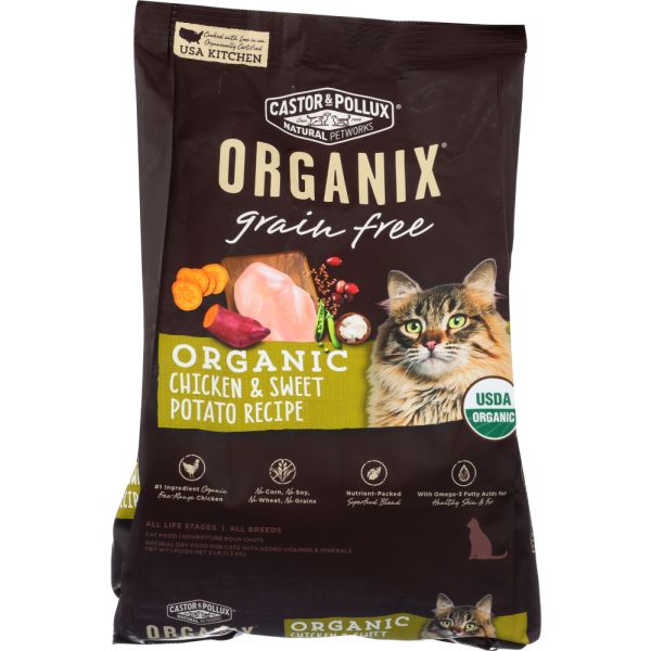 CASTOR & POLLUX: Cat Food Dry Organic Grain Free Chicken Sweet Potato, 3 lb