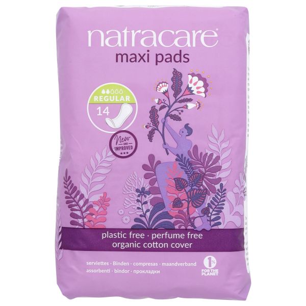 NATRACARE: Organic & Natural Maxi Pads Regular, 14 Pads