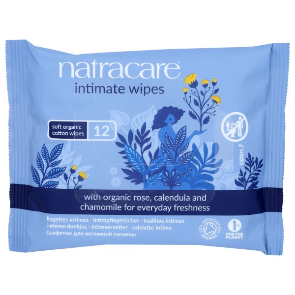 NATRACARE: Organic Cotton Intimate Wipes, 12 Wipes