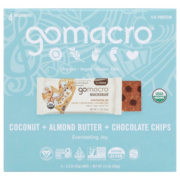 GOMACRO: Bar Ccnt Almnd Btr Ch Chp, 9.2 OZ