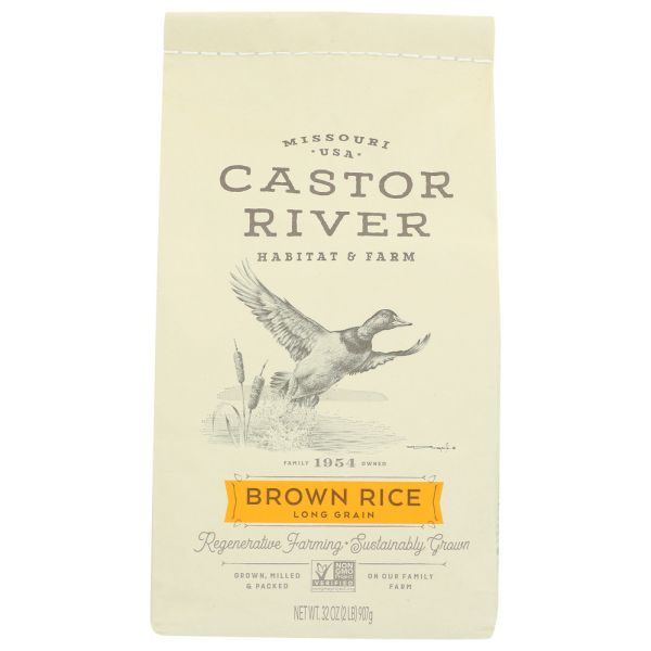 CASTOR RIVER FARMS: Long Grain Brown Rice, 32 oz