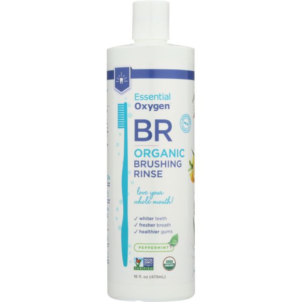 ESSENTIALOXYGEN: Organic Brushing Rinse Peppermint, 16 oz