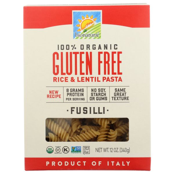 BIONATURAE: Organic Gluten Free Rice Lentil Fusili, 12 oz