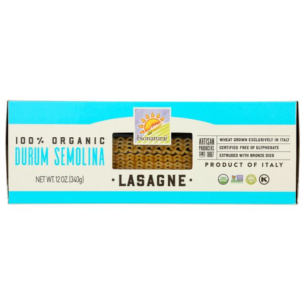 BIONATURAE: 100 Percent Organic Durum Semolina Lasagne, 12 oz