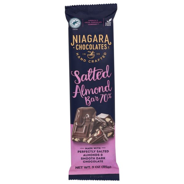 NIAGARA: Dark Chocolate Salted Almond Bar, 3 oz