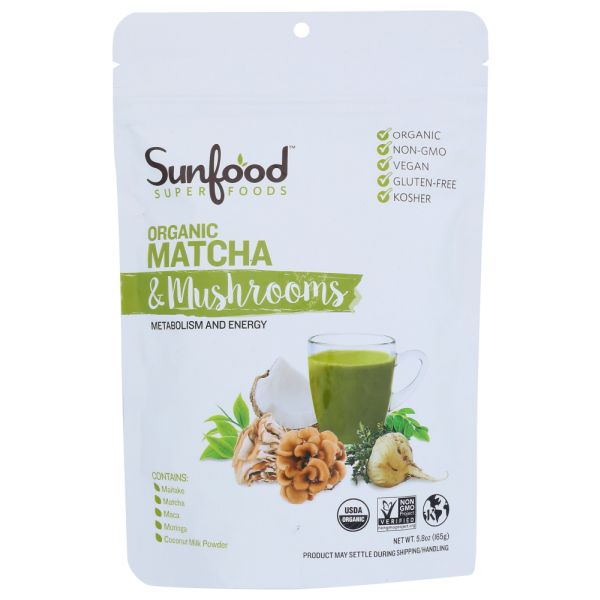 SUNFOOD SUPERFOODS: Matcha Mushroom Pwdr Org, 5.82 oz