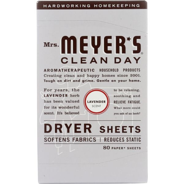 MRS MEYERS CLEAN DAY: Lavender Dryer Sheets, 80 pc