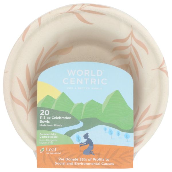 WORLD CENTRIC: Compostable Celebration Bowl, 20 pc