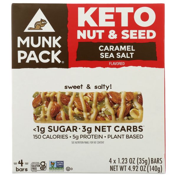 MUNK PACK: Bar Caramel Sea Salt 4 Bars, 4.92 OZ