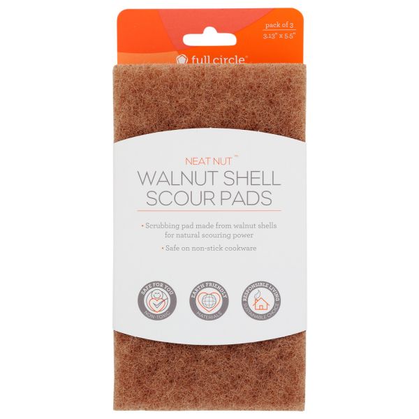 FULL CIRCLE HOME: Walnut Scour Pads, 3 pc