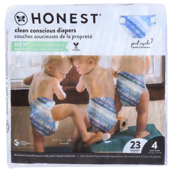 THE HONEST COMPANY: Clean Conscious Diapers Tie Dye For Size 4, 23 ea