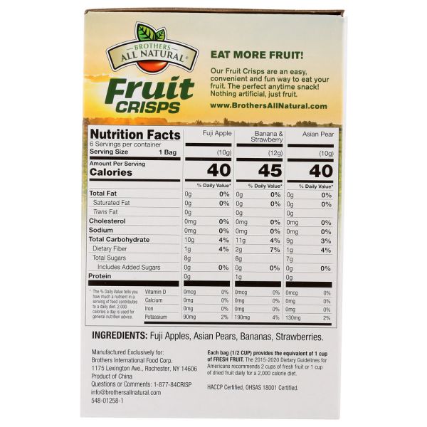 BROTHERS ALL NATURAL: Variety Pack Freeze Dried Fruit Crisps, 2.26 oz