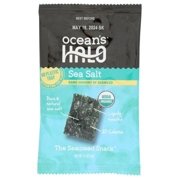 OCEANS HALO: Trayless Sea Salt Seaweed Snacks, 0.14 oz