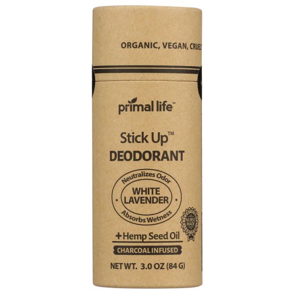 PRIMAL LIFE ORGANICS: Deodorant Stick White Lavender, 3 OZ