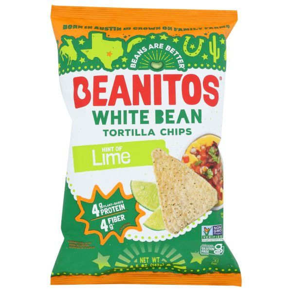 BEANITOS: Lime White Bean Chips, 5 oz