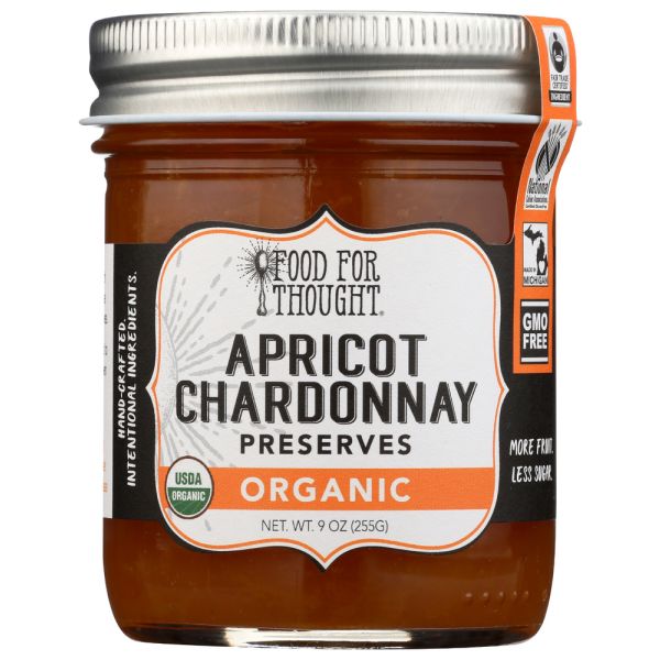 FOOD FOR THOUGHT: Organic Apricot Chardonnay Preserves, 9 oz
