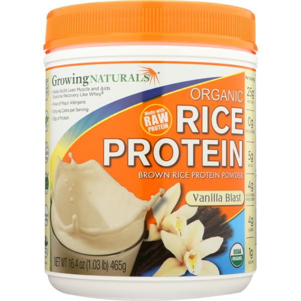 GROWING NATURALS: Organic Rice Protein Vanilla Blast, 16.4 oz