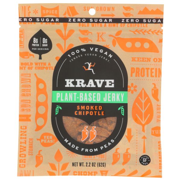 KRAVE: Plant Based Smoked Chipotle Jerky, 2.2 oz