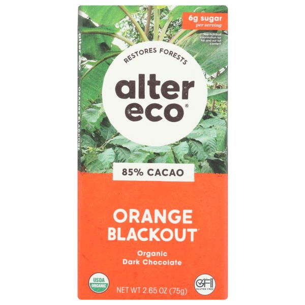 ALTER ECO: Orange Blackout Dark Chocolate Bar, 2.65 oz