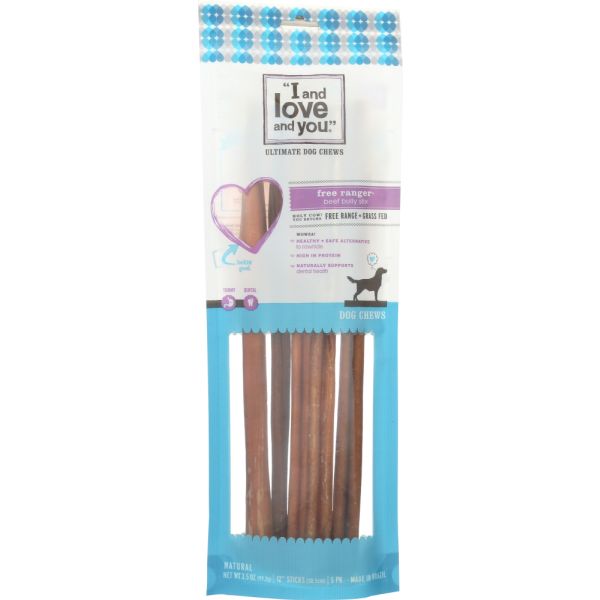 I&LOVE&YOU: Free Ranger Beef Bully Stix Dog Chews, 3.5 oz