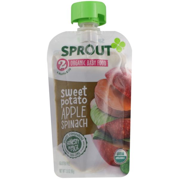 SPROUT: Sweet Potato Apple Spinach Baby Food, 3.5 oz