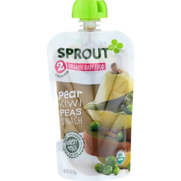 SPROUT: Organic Baby Food Pear Kiwi Peas And Spinach Stage 2, 4 oz