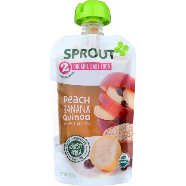 SPROUT: Organic Baby Food Peach Banana Quinoa Raisin Stage 2, 4 oz