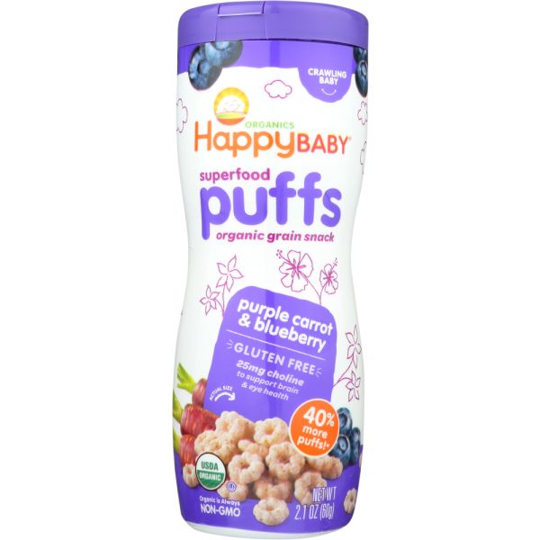 HAPPY BABY: Puff Blueberry Purple Carrot Organic, 2.1 oz