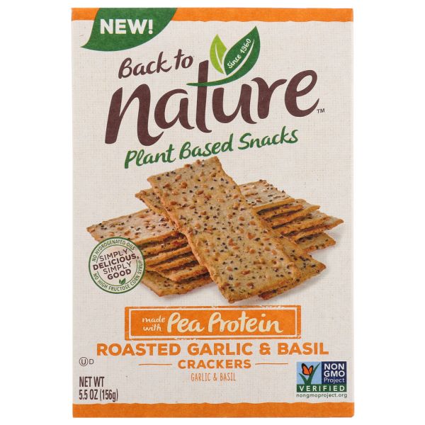 BACK TO NATURE: Roasted Garlic Basil Crackers, 5.5 oz