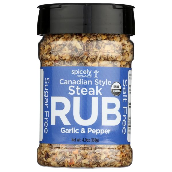 SPICELY ORGANICS: Garlic And Pepper Canadian Style Steak Rub, 4.9 oz