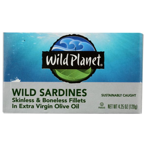 WILD PLANET: Sardines Boneless Skinless in Extra Virgin Olive Oil, 4.25 oz