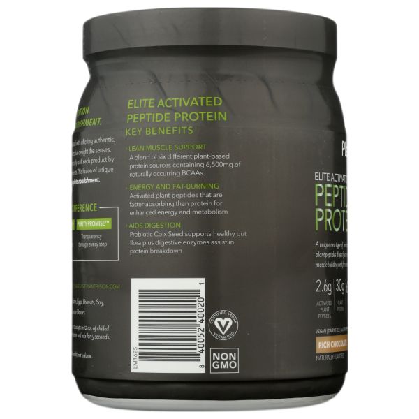 PLANTFUSION: Elite Activated Peptide Protein Rich Chocolate, 15.87 oz