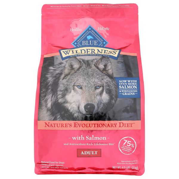 BLUE BUFFALO: Dog Food Adlt Slmn Wldrn, 4.5 LB