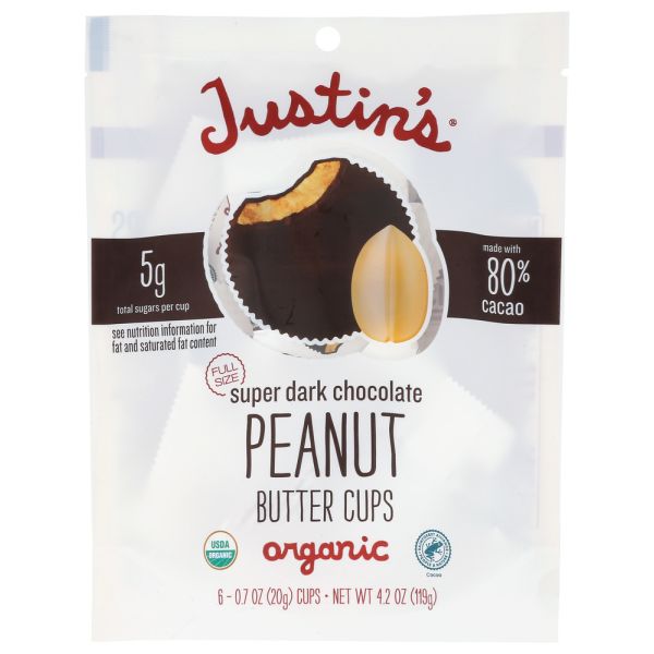 JUSTIN'S: Cups Supr Dark Choc Pb, 4.2 oz