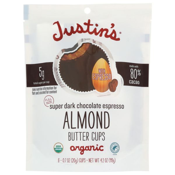 JUSTIN'S: Cups Dk Almd Bttr Esprso, 4.2 oz