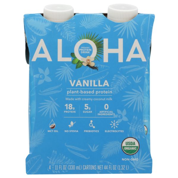 ALOHA: Vanilla Protein Drink 4Pk, 44 fo