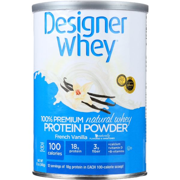 DESIGNER PROTEIN WHEY: 100% Premium Powder French Vanilla, 12 oz