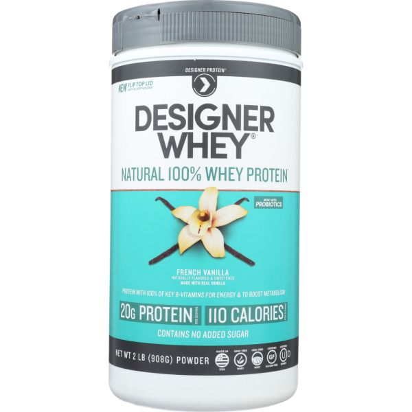 DESIGNER PROTEIN WHEY: 100% Premium Protein French Vanilla, 2 lb