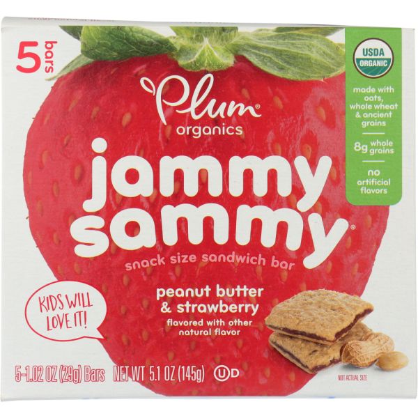 PLUM ORGANICS: Bar Jmy Smy Pntbttr Strwb, 5.15 oz