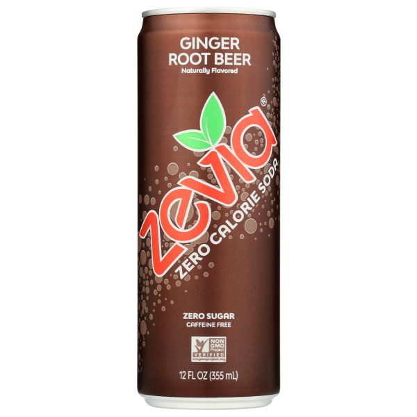 ZEVIA: Ginger Root Beer Soda, 12 fo