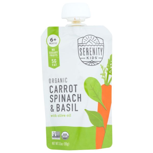 SERENITY KIDS: Pouch Organic Carrots Spinach, 3.5 oz